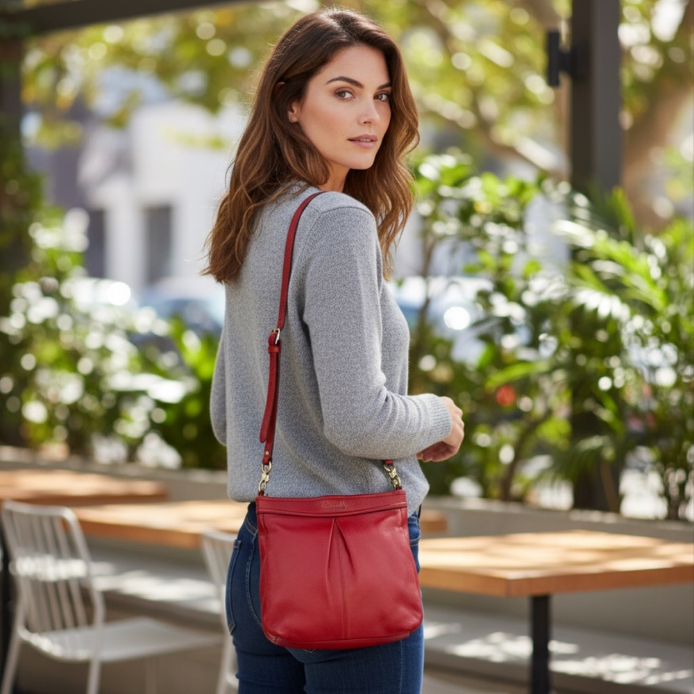 Coach candy apple red hobo bag! Euc!
